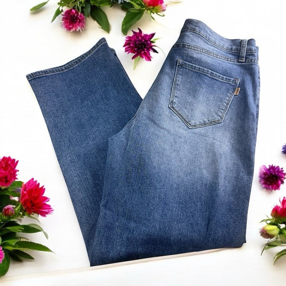 Vibrant m.i.u Wide Leg Jeans Sz 11 (W29) High Rise Stretch 31" Inseam Blue Wash